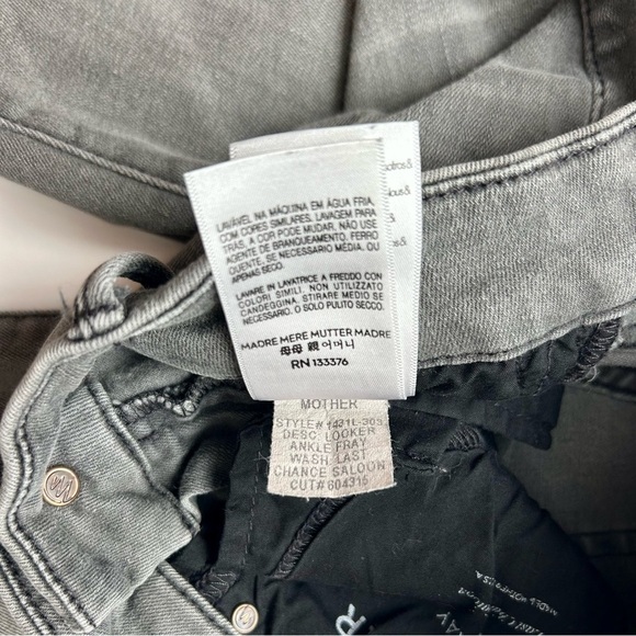 MOTHER The Looker Ankle Fray Skinny Jeans in Last Chance Saloon Gray Grey 25 - Picture 12 of 13